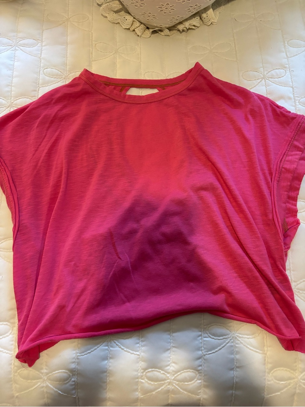 SHEIN Hot Pink Crewneck Short Sleeve Crop Top